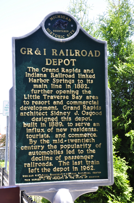 sign about the GR and I Railroad Depot