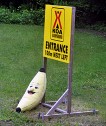 KOA sign and banana