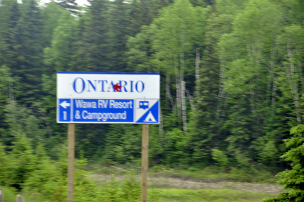 Ontario directional sign to Wawa RV Resort and Campground