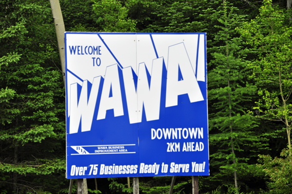 Welcome to Downtown Wawa sign