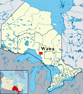 Ontario map showing location of Wawa
