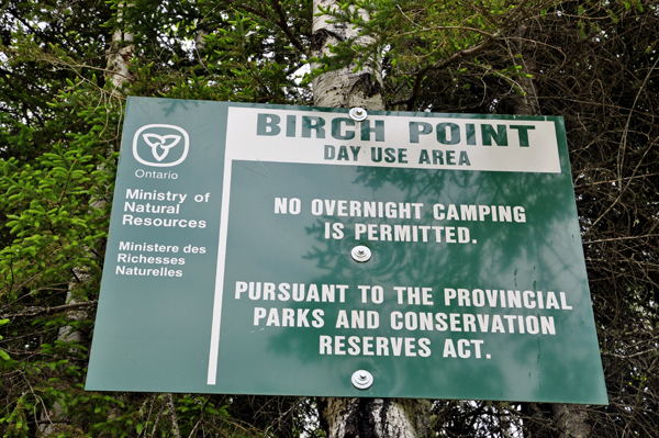Birch Point day use area sign
