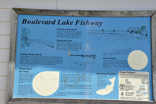 sign about the Boulevard Lake Fishway