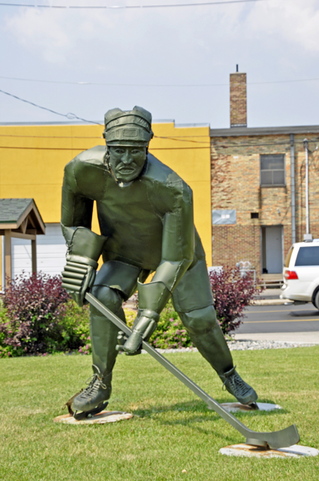 Green Mr. Hockey Statue