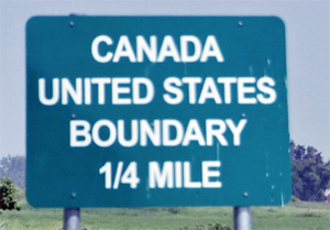 Canada and USA boundary sign