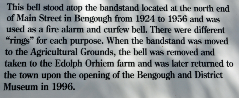 sign about the bell in Bengough