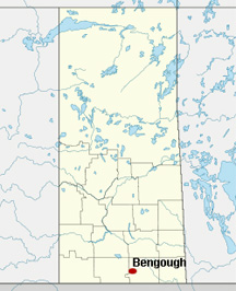 Map of Saskatchewan showing location of Bengough