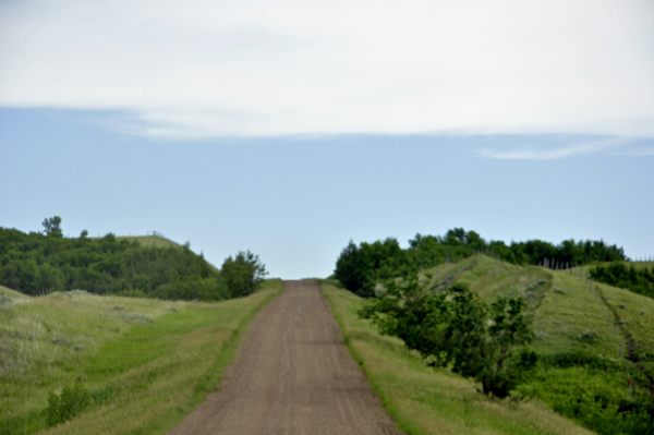 dirt road leading to St. Victor's Petroglyphs Historic Park