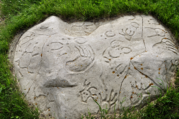 petroglyph samples on a rock