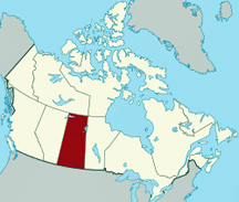 Map of Canada showing location of Saskatchewan