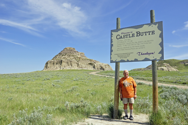 Lee Duquette by the Castle Butte sign