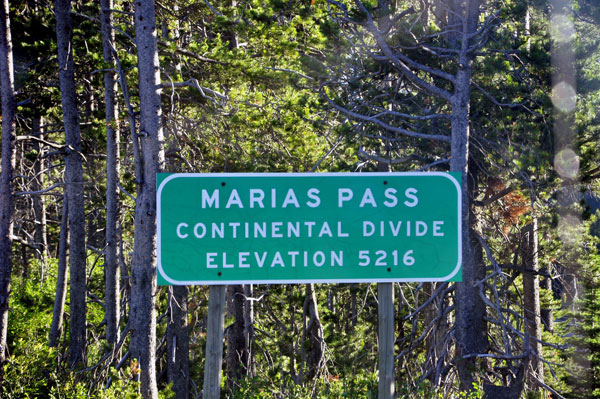 Marias Pass Continental Divide sign