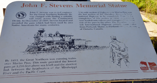 John F. Stevens Memorial Statue sign
