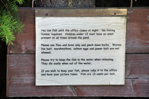 fishing rules at Mountain Meadow RV Park