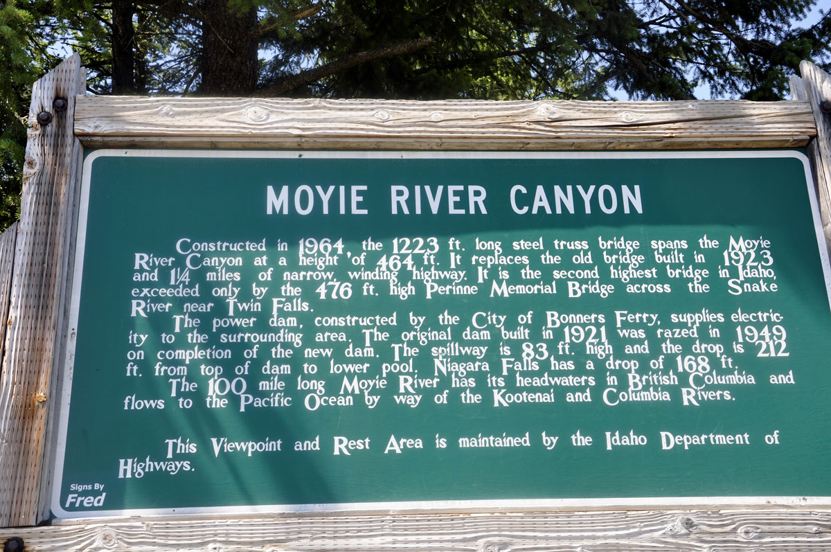 sign about the Moyie River Canyon
