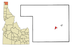 Idaho map showing location of Bonners Ferry