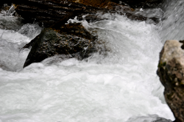 close-up of rushing water at Granite Creek Falls