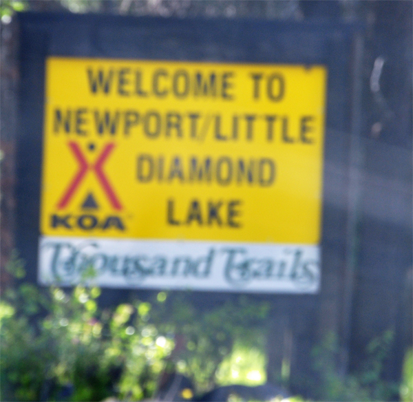 Welcome to Newport/Little Diamond Lake sign