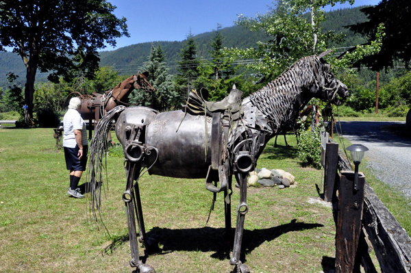horse sculpture with a saddle