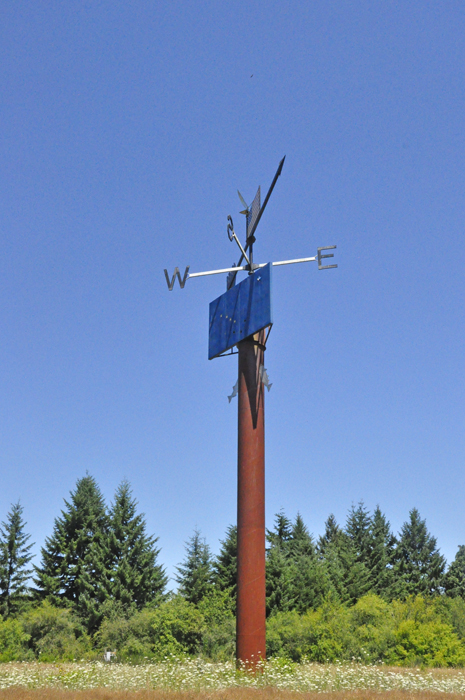 The weather-vane has a replica of the Alaska flag