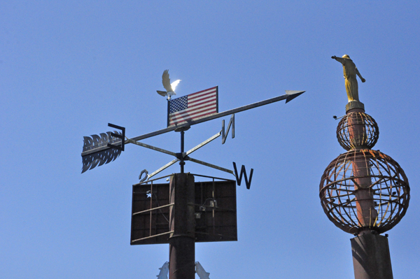 weather vane and USA flag and an eagle