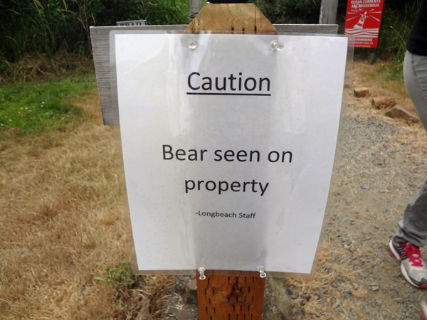 sign: Caution bear seen on property