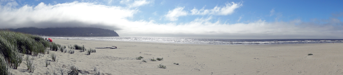 Panorama of the beach and ocean in Seaside, Oregon