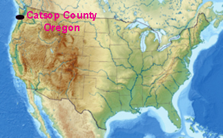 USA map showing location of Catsop County, Oregon