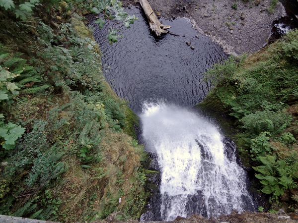 the lower cascade of water flows downward