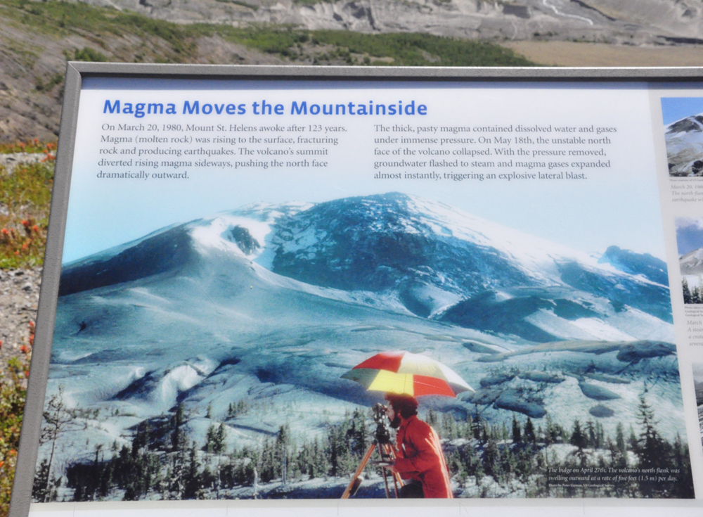 sign about magma moving the mountainside