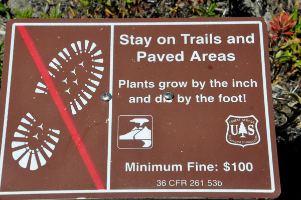sign about staying on the trails