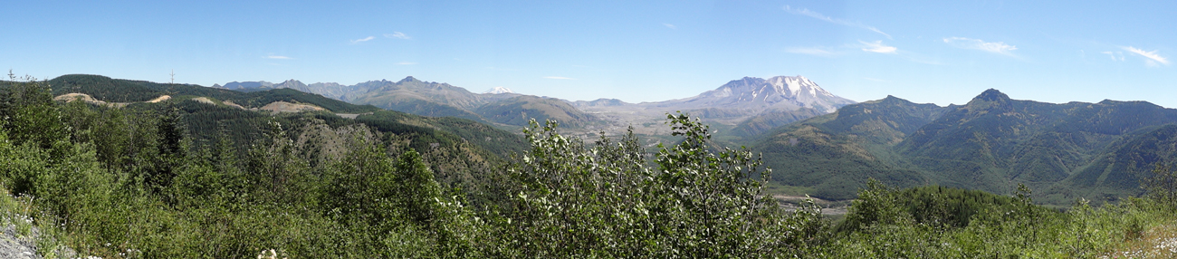 panorama with Mount St Helens in the background