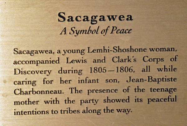 sign with the story of Sacagewea