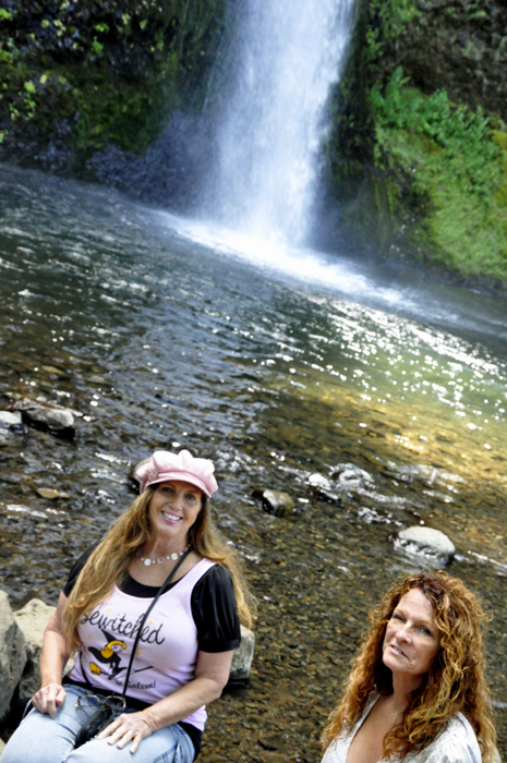Karen Duquette and her siister Ilse at Horsetail Falls in Oregon
