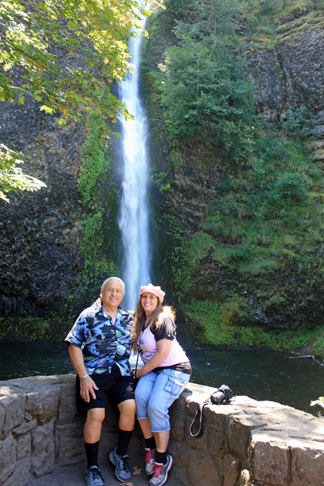 the two RV Gypsies at Horsetail Falls in Oregon