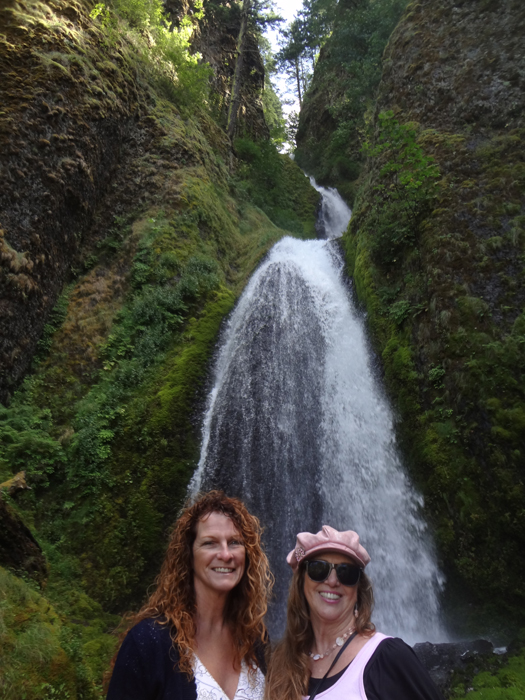 Karen Duquette and her sister Ilse at Wahkeena Falls