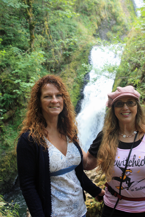 Karen and her sister by Bridal Veil Falls