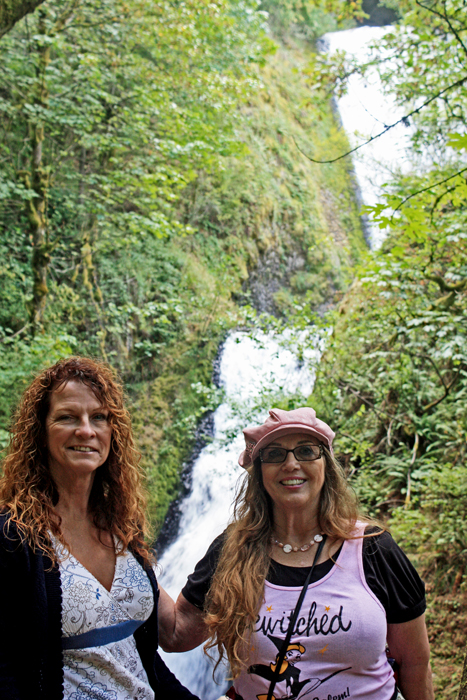 Karen and her sister by Bridal Veil Falls