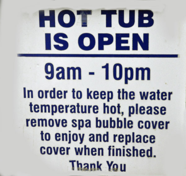 Thousand Trails hot tub sign
