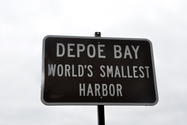sign fro Depoe Bay - World's smallest Harbor