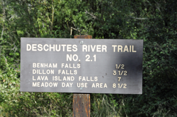 sign - Benham Falls -one-half mile trail