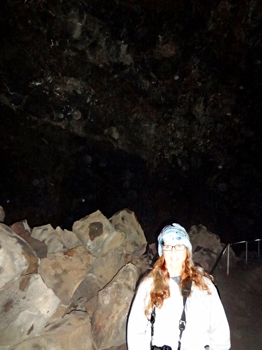 Karen Duquette inside Lava River Cave