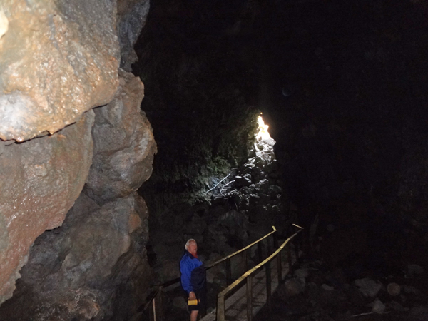 Lee Duquette inside Lava River Cave