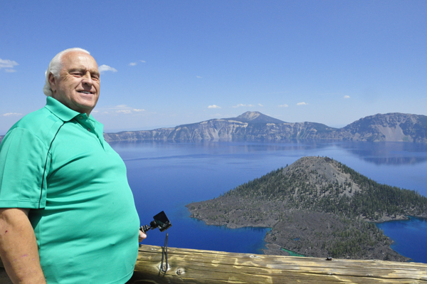 Lee Duquette is amazed at the beauty of Crater Lake