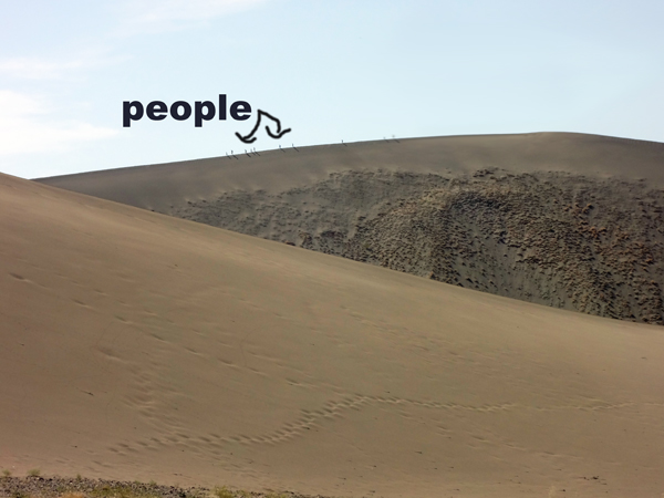 people high on the sand dunes