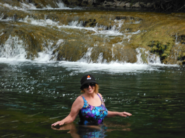 Karen Duquette in the cold Portneuf River
