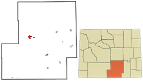 map of Wyoming showing location of Rawlins