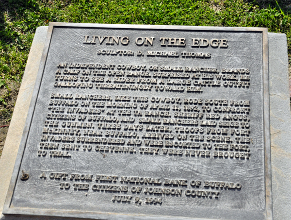 plaque about the sculpture called Living On the Edge