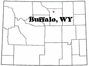 map of Wyoming showing location of Buffalo WY