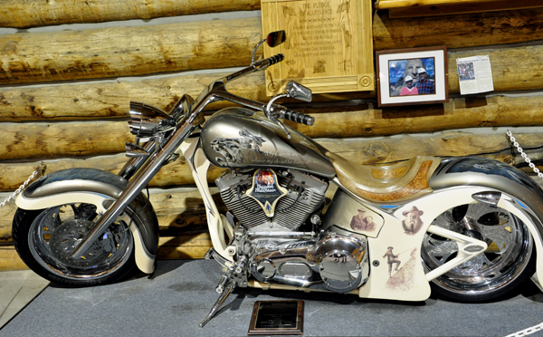 an amazing motorcyle on disply in the Welcome Center?at Crazy Horse memorial